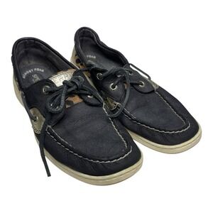 Sperry‎ Top-Sider Boat Shoes Womens 8.5 Black Cheetah Leather Slip Ons